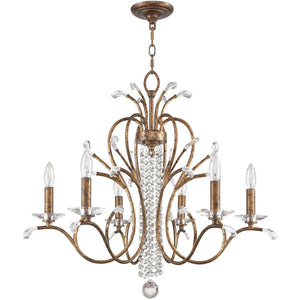 HomeRoots Six Light Dimmable Chandelier with Contemporary Cylinder Shades for Modern Home Elegance & Style 687643