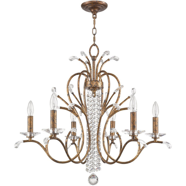 HomeRoots Six Light Dimmable Chandelier with Contemporary Cylinder Shades for Modern Home Elegance & Style 687643