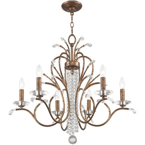 HomeRoots Six Light Dimmable Chandelier with Contemporary Cylinder Shades for Modern Home Elegance & Style 687643
