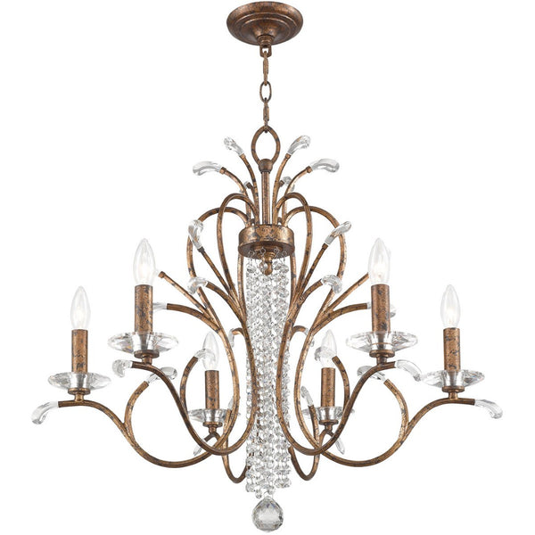 HomeRoots Six Light Dimmable Chandelier with Contemporary Cylinder Shades for Modern Home Elegance & Style 687643