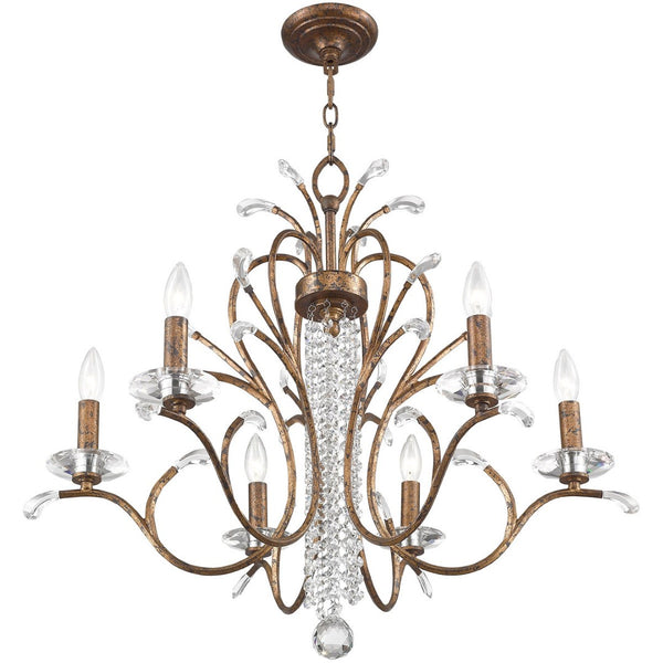 HomeRoots Six Light Dimmable Chandelier with Contemporary Cylinder Shades for Modern Home Elegance & Style 687643
