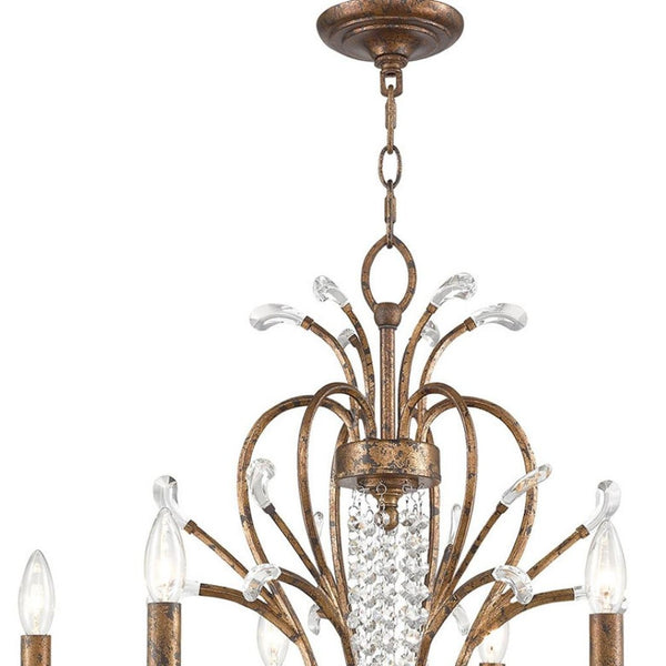 HomeRoots Six Light Dimmable Chandelier with Contemporary Cylinder Shades for Modern Home Elegance & Style 687643