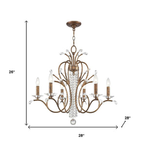 HomeRoots Six Light Dimmable Chandelier with Contemporary Cylinder Shades for Modern Home Elegance & Style 687643