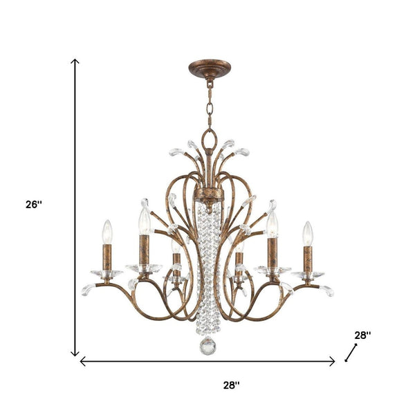 HomeRoots Six Light Dimmable Chandelier with Contemporary Cylinder Shades for Modern Home Elegance & Style 687643
