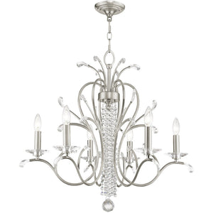 HomeRoots Six Light Dimmable Chandelier – Modern Cylinder Design with Steel Shades for Any Room Ambiance 687644