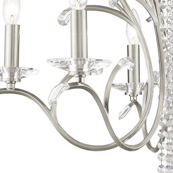 HomeRoots Six Light Dimmable Chandelier – Modern Cylinder Design with Steel Shades for Any Room Ambiance 687644