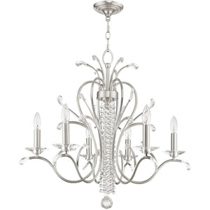 HomeRoots Six Light Dimmable Chandelier – Modern Cylinder Design with Steel Shades for Any Room Ambiance 687644