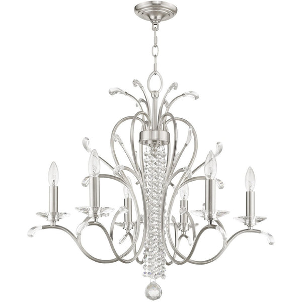 HomeRoots Six Light Dimmable Chandelier – Modern Cylinder Design with Steel Shades for Any Room Ambiance 687644