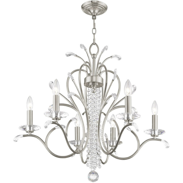 HomeRoots Six Light Dimmable Chandelier – Modern Cylinder Design with Steel Shades for Any Room Ambiance 687644