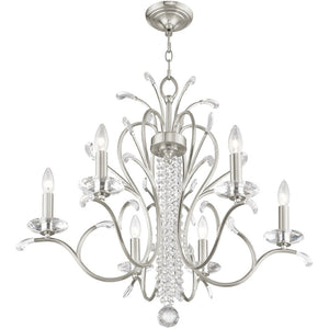 HomeRoots Six Light Dimmable Chandelier – Modern Cylinder Design with Steel Shades for Any Room Ambiance 687644