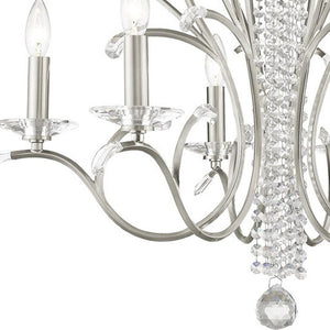 HomeRoots Six Light Dimmable Chandelier – Modern Cylinder Design with Steel Shades for Any Room Ambiance 687644