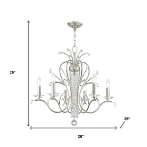 HomeRoots Six Light Dimmable Chandelier – Modern Cylinder Design with Steel Shades for Any Room Ambiance 687644
