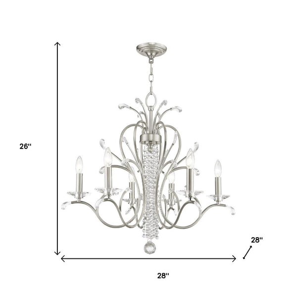 HomeRoots Six Light Dimmable Chandelier – Modern Cylinder Design with Steel Shades for Any Room Ambiance 687644