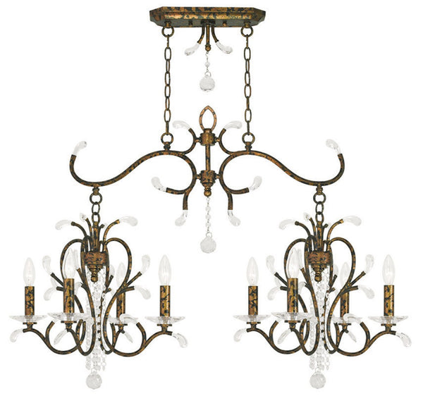 HomeRoots Bronze Eight-Light Dimmable Chandelier with Clear Shades - Elegant Metal Fixture for Modern Spaces 687645