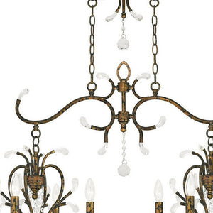 HomeRoots Bronze Eight-Light Dimmable Chandelier with Clear Shades - Elegant Metal Fixture for Modern Spaces 687645