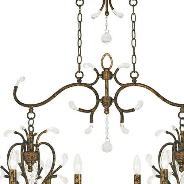 HomeRoots Bronze Eight-Light Dimmable Chandelier with Clear Shades - Elegant Metal Fixture for Modern Spaces 687645