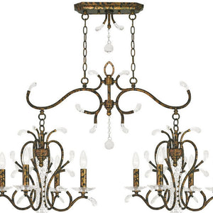 HomeRoots Bronze Eight-Light Dimmable Chandelier with Clear Shades - Elegant Metal Fixture for Modern Spaces 687645