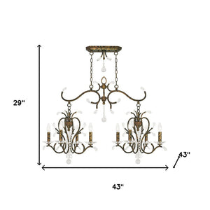 HomeRoots Bronze Eight-Light Dimmable Chandelier with Clear Shades - Elegant Metal Fixture for Modern Spaces 687645