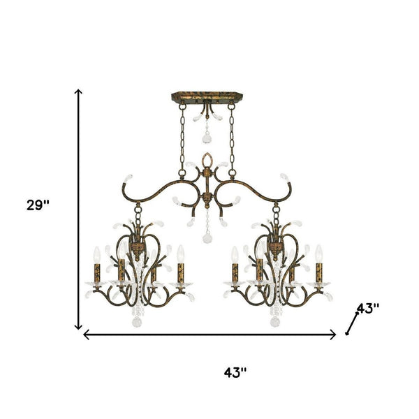 HomeRoots Bronze Eight-Light Dimmable Chandelier with Clear Shades - Elegant Metal Fixture for Modern Spaces 687645