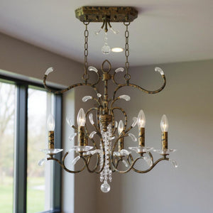 HomeRoots Bronze Eight-Light Dimmable Chandelier with Clear Shades - Elegant Metal Fixture for Modern Spaces 687645