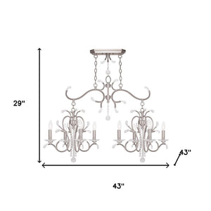 HomeRoots Nickel Eight-Light Dimmable Chandelier – Modern Cylinder Design in Nickel & Clear Finish for Any Room 687646