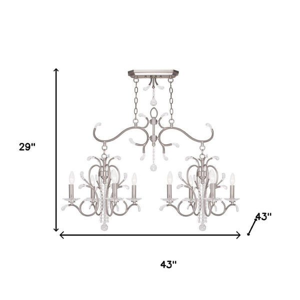 HomeRoots Nickel Eight-Light Dimmable Chandelier – Modern Cylinder Design in Nickel & Clear Finish for Any Room 687646