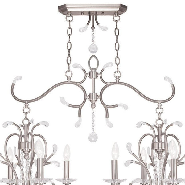 HomeRoots Nickel Eight-Light Dimmable Chandelier – Modern Cylinder Design in Nickel & Clear Finish for Any Room 687646