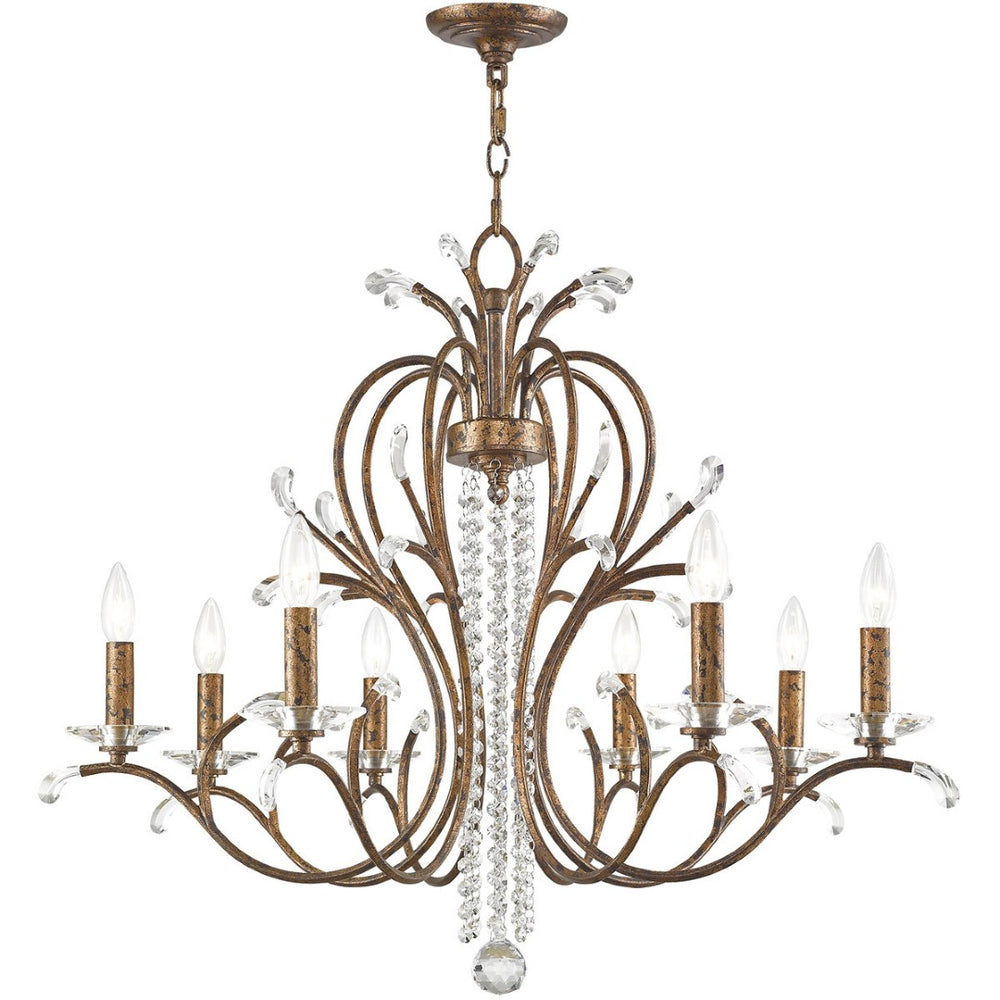 HomeRoots Eight Light Dimmable Chandelier - Modern Steel Design with Cylinder Shades for Versatile Ambiance 687647