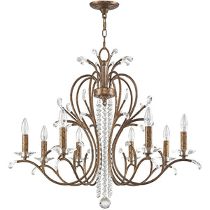 HomeRoots Eight Light Dimmable Chandelier - Modern Steel Design with Cylinder Shades for Versatile Ambiance 687647