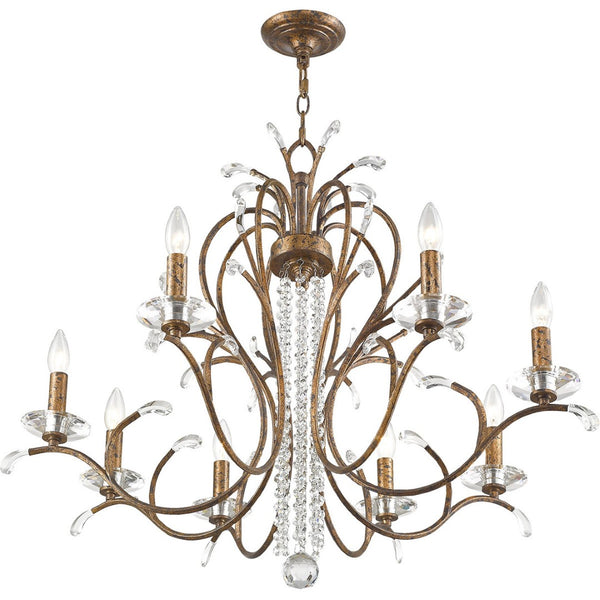 HomeRoots Eight Light Dimmable Chandelier - Modern Steel Design with Cylinder Shades for Versatile Ambiance 687647