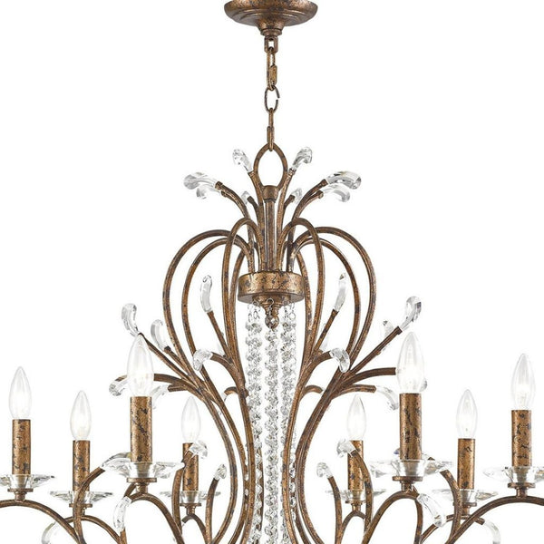 HomeRoots Eight Light Dimmable Chandelier - Modern Steel Design with Cylinder Shades for Versatile Ambiance 687647