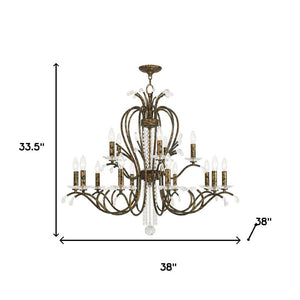 HomeRoots Bronze Multi-Light Dimmable Chandelier with Cylinder Shades for Elegant Home Illumination 687649