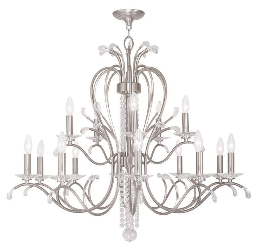 HomeRoots Nickel Multi-Light Dimmable Chandelier with Cylinder Shades - Modern Elegance for Any Space 687650