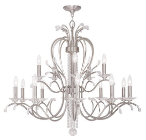 HomeRoots Nickel Multi-Light Dimmable Chandelier with Cylinder Shades - Modern Elegance for Any Space 687650