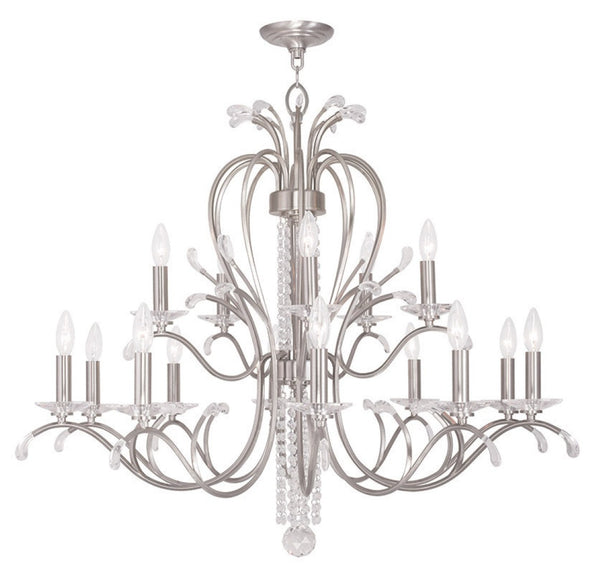HomeRoots Nickel Multi-Light Dimmable Chandelier with Cylinder Shades - Modern Elegance for Any Space 687650