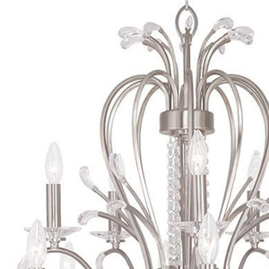 HomeRoots Nickel Multi-Light Dimmable Chandelier with Cylinder Shades - Modern Elegance for Any Space 687650