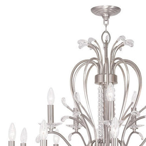 HomeRoots Nickel Multi-Light Dimmable Chandelier with Cylinder Shades - Modern Elegance for Any Space 687650