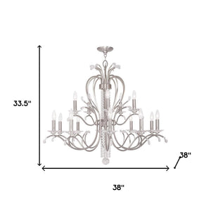 HomeRoots Nickel Multi-Light Dimmable Chandelier with Cylinder Shades - Modern Elegance for Any Space 687650