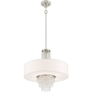 HomeRoots Nickel Four-Light Dimmable Chandelier with Cylinder Shades - Modern Metal Fixture for Any Room 687651