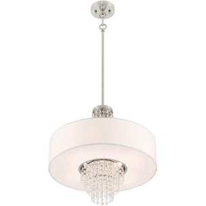 HomeRoots Nickel Four-Light Dimmable Chandelier with Cylinder Shades - Modern Metal Fixture for Any Room 687651