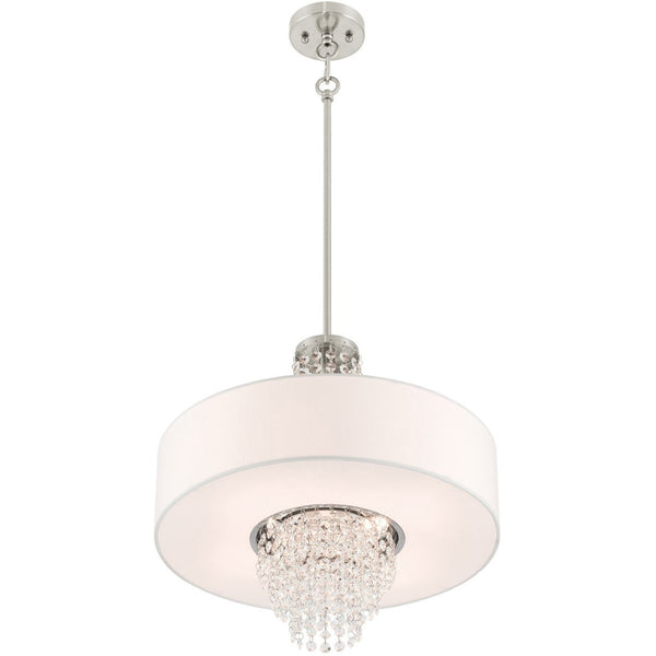 HomeRoots Nickel Four-Light Dimmable Chandelier with Cylinder Shades - Modern Metal Fixture for Any Room 687651