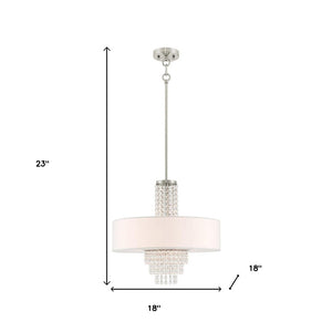 HomeRoots Nickel Four-Light Dimmable Chandelier with Cylinder Shades - Modern Metal Fixture for Any Room 687651