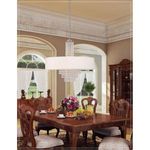 HomeRoots Five Light Dimmable Chandelier - Modern Cylinder Shades for Stylish Ambiance in Any Room 687652