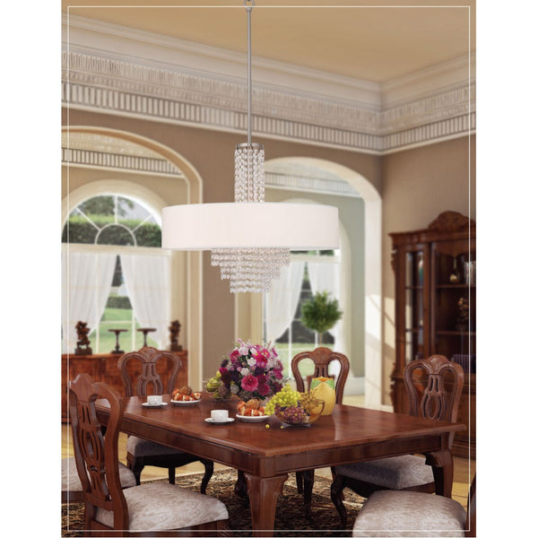 HomeRoots Five Light Dimmable Chandelier - Modern Cylinder Shades for Stylish Ambiance in Any Room 687652
