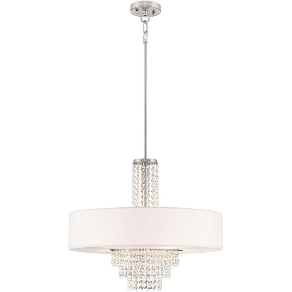 HomeRoots Five Light Dimmable Chandelier - Modern Cylinder Shades for Stylish Ambiance in Any Room 687652