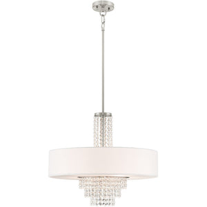 HomeRoots Five Light Dimmable Chandelier - Modern Cylinder Shades for Stylish Ambiance in Any Room 687652