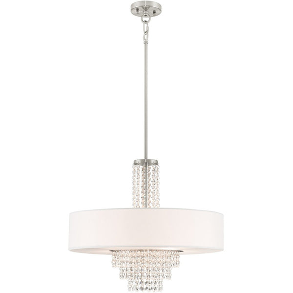 HomeRoots Five Light Dimmable Chandelier - Modern Cylinder Shades for Stylish Ambiance in Any Room 687652