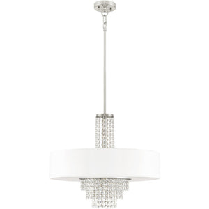 HomeRoots Five Light Dimmable Chandelier - Modern Cylinder Shades for Stylish Ambiance in Any Room 687652