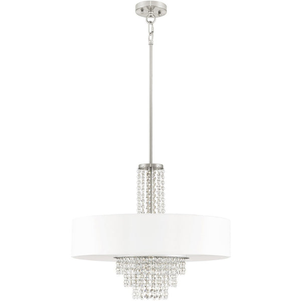 HomeRoots Five Light Dimmable Chandelier - Modern Cylinder Shades for Stylish Ambiance in Any Room 687652
