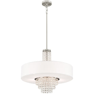 HomeRoots Five Light Dimmable Chandelier - Modern Cylinder Shades for Stylish Ambiance in Any Room 687652